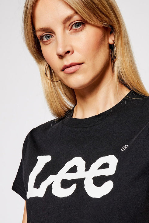 Lee Women's Wobbly Logo T-Shirt in Black